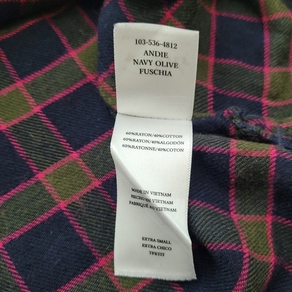 Rails Andie Plaid Button Down Shirt Size Extra Small in Navy Olive Fus… - Picture 8 of 16